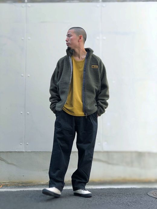 ANACHRONORM AN011 / TUCK WIDE TROUSERS / BLACK