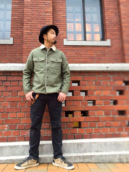 LIFT UP Boa × Back Satin Army Shirts / olive drab