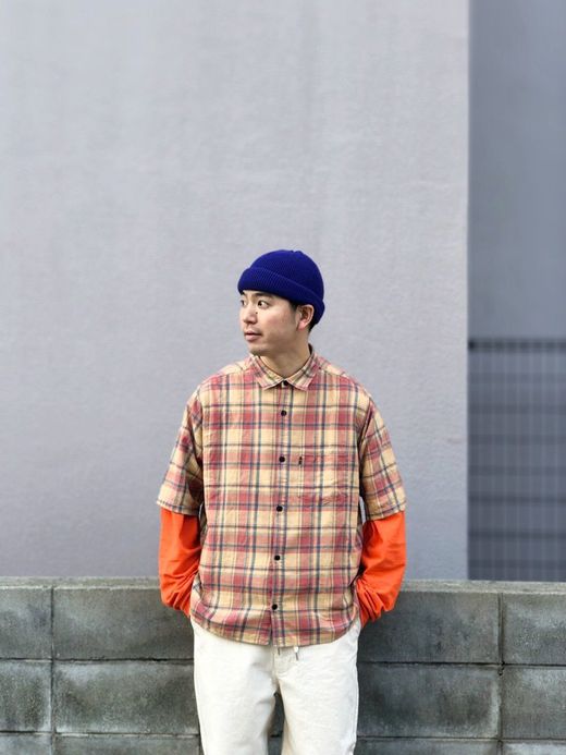 THE UNION TF00336 / ROLLUP CHECK SS SHIRTS / BEIGE