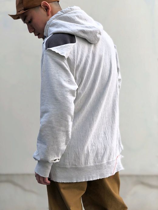 ANACHRONORM NM-SW02-W1 / DAMAGED HOODED SWEAT PARKER / OATMEAL