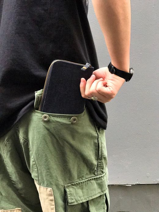 ANACHRONORM ANBB032 / DENIM LONG WALLET / IND×BLK