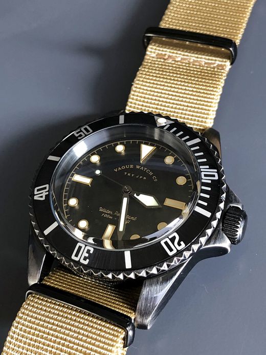 VAGUE WATCH CO. BS-L-001 / BLK SUB / OLIVE/BLACK