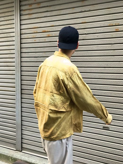 ANACHRONORM AN059 / RF TIE DYE L/S RESIZE OPEN COLLAR SHIRT / YELLOWBEIGE