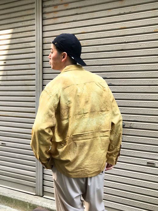 ANACHRONORM AN059 / RF TIE DYE L/S RESIZE OPEN COLLAR SHIRT / YELLOWBEIGE