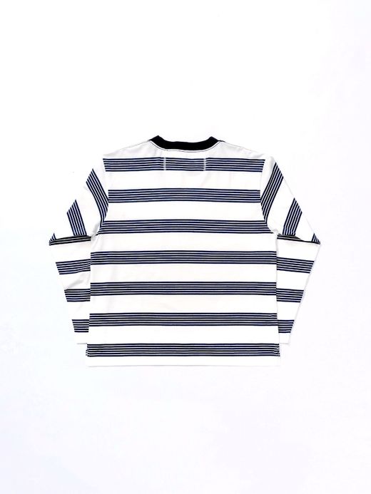 ANACHRONORM AN021 / BORDER CREW NECK L/S T-S / NV×BLK