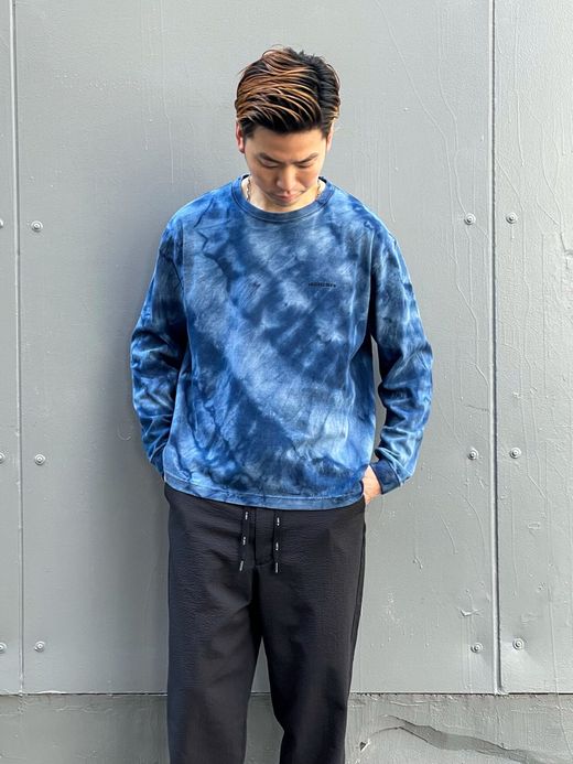 ANACHRONORM AN111 / BLEACHING TIE DYE L/S T-S / Dk.INDIGO