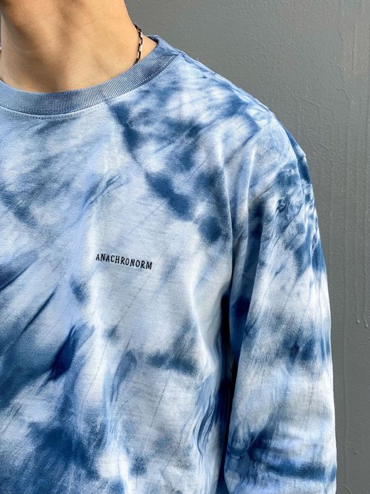 ANACHRONORM AN111 / BLEACHING TIE DYE L/S T-S / Lt.INDIGO