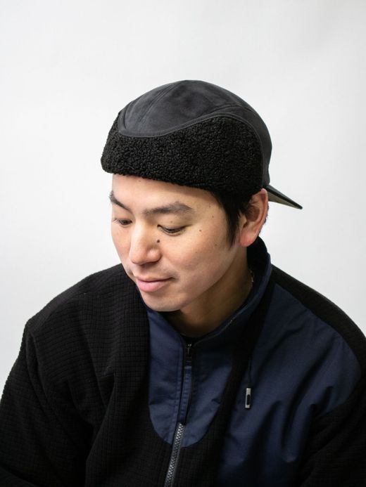  MP0W1004 / MICRO SUEDE EAR FLAP CAP / BLACK