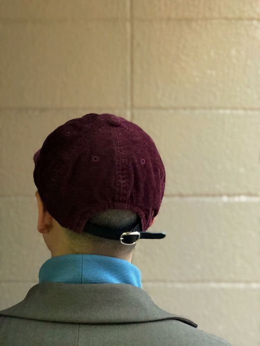 ANACHRONORM ANDC-045 / CORDUROY LEATHER BUCKLE CAP / BURGUNDY