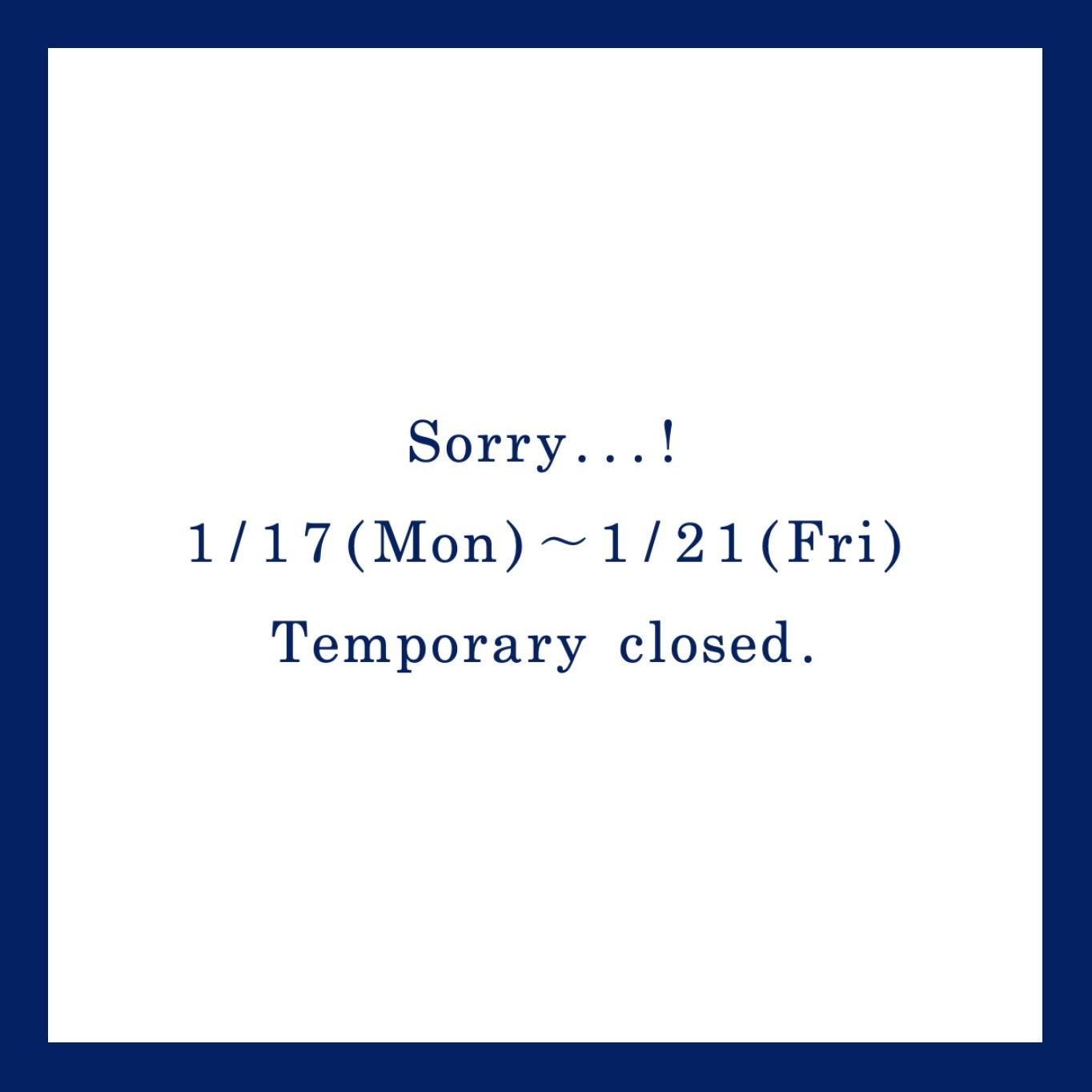 【冬季休業に伴う1/17~21発送休止のお知らせ】のアイキャッチ画像