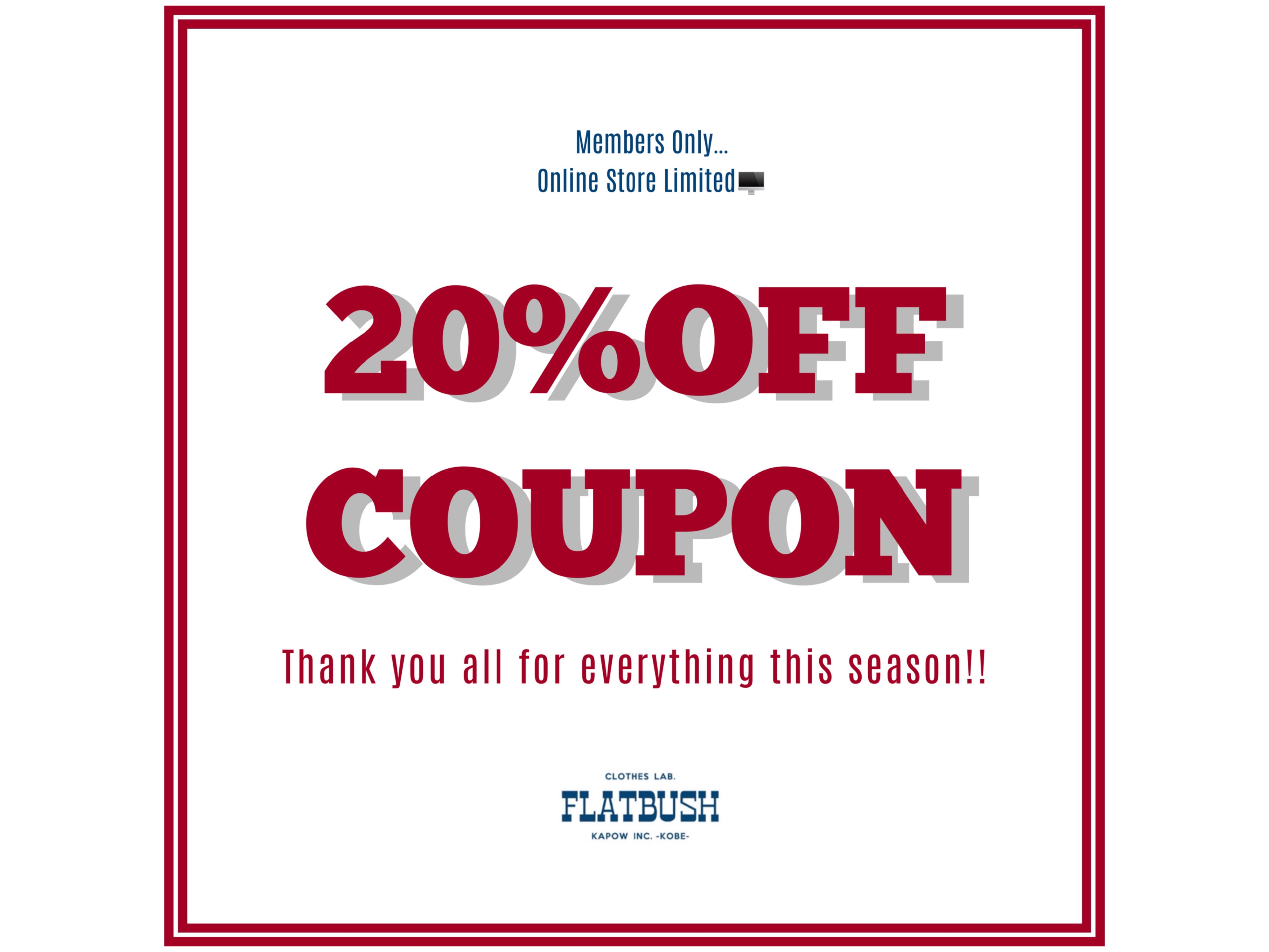 【THX25春夏!!会員様限定「20%OFF」クーポン発行です!!!!】のアイキャッチ画像