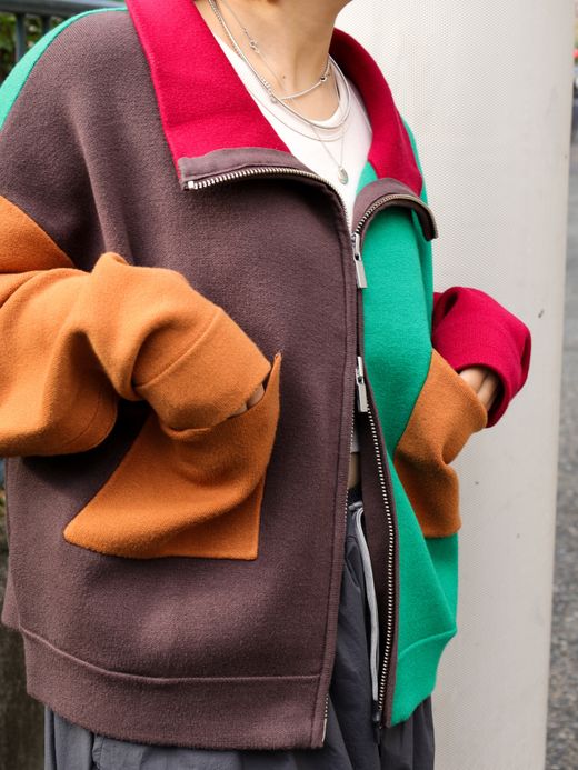 AMBERGLEAM JACQUARD KNIT DRIVERS JACKET / Block