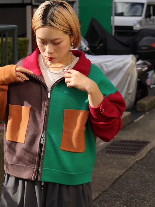 AMBERGLEAM JACQUARD KNIT DRIVERS JACKET / Block