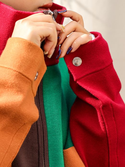 AMBERGLEAM JACQUARD KNIT DRIVERS JACKET / Block