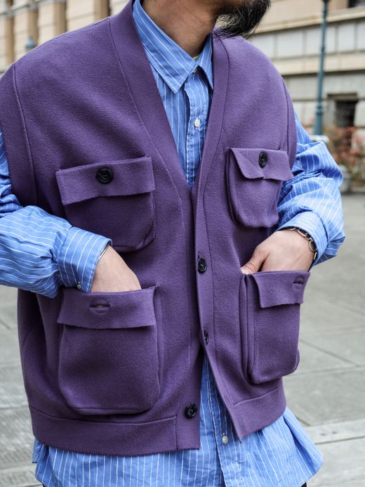 AMBERGLEAM FISHERMAN KNIT VEST / Grape