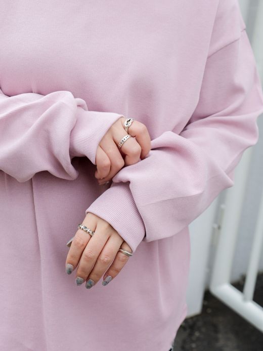 AMBERGLEAM RIB CUT TURTLE NECK / Baby pink