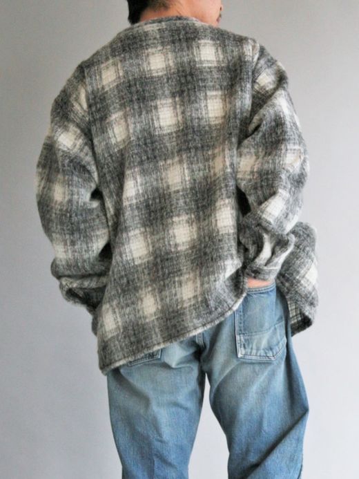 ANACHRONORM MOHAIR LIKE SHIRTS CARDIGAN / Black check