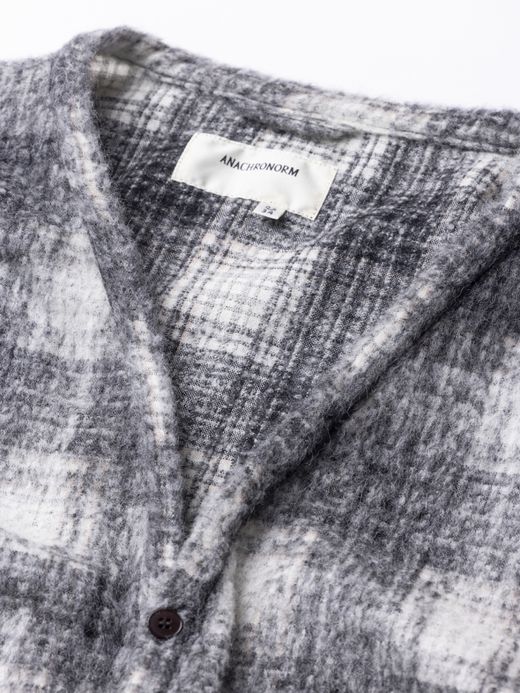 ANACHRONORM MOHAIR LIKE SHIRTS CARDIGAN / Black check