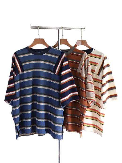 AMBERGLEAM PANEL MULTI BORDER T-SHIRT / 6colors