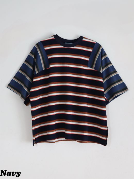 AMBERGLEAM PANEL MULTI BORDER T-SHIRT / 6colors