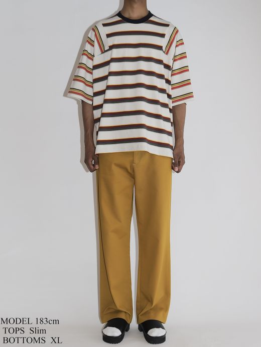 AMBERGLEAM PANEL MULTI BORDER T-SHIRT / 6colors