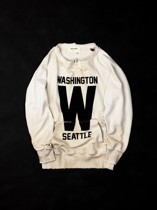 ANACHRONORM W PRINT CUT-OFF SWEAT PARKA / Off white