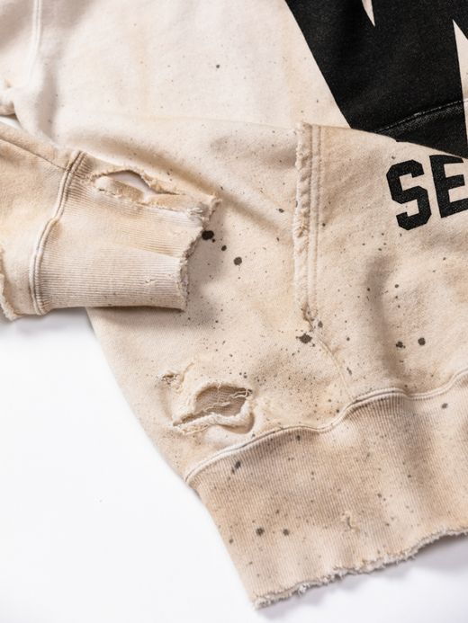ANACHRONORM W PRINT CUT-OFF SWEAT PARKA / Off white