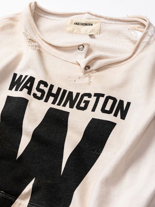 ANACHRONORM W PRINT CUT-OFF SWEAT PARKA / Off white