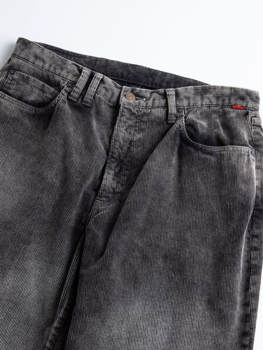 ANACHRONORM SULFUR DYED CORDUROY 5P WIDE PANTS / Sulfur black (bleached)