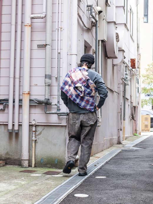 ANACHRONORM SULFUR DYED CORDUROY 5P WIDE PANTS / Sulfur black (bleached)