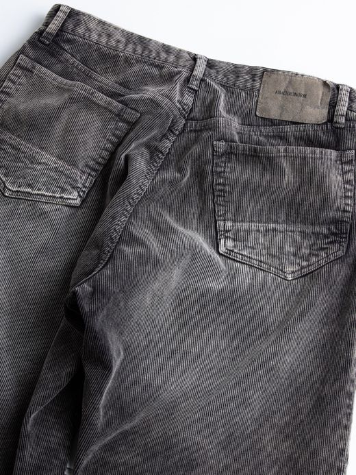 ANACHRONORM SULFUR DYED CORDUROY 5P WIDE PANTS / Sulfur black (bleached)