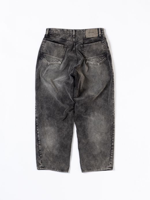 ANACHRONORM SULFUR DYED CORDUROY 5P WIDE PANTS / Sulfur black (bleached)