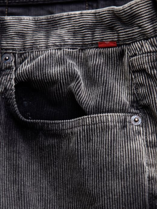 ANACHRONORM SULFUR DYED CORDUROY 5P WIDE PANTS / Sulfur black (bleached)