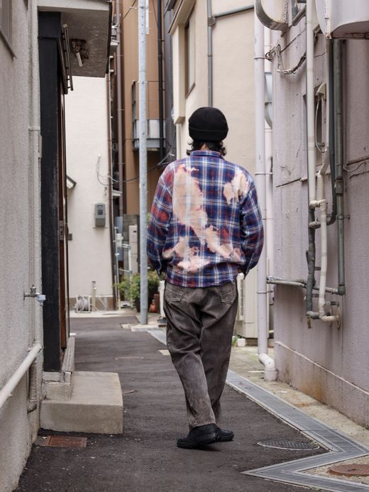 ANACHRONORM SULFUR DYED CORDUROY 5P WIDE PANTS / Sulfur black (bleached)