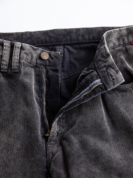 ANACHRONORM SULFUR DYED CORDUROY 5P WIDE PANTS / Sulfur black (bleached)