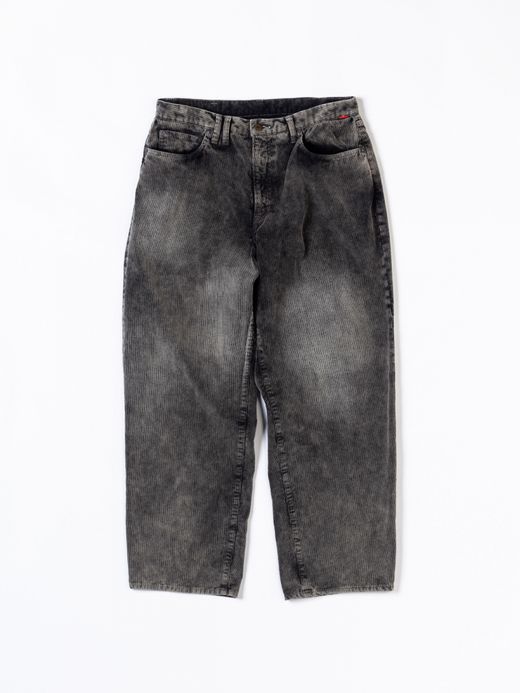 ANACHRONORM SULFUR DYED CORDUROY 5P WIDE PANTS / Sulfur black (bleached)