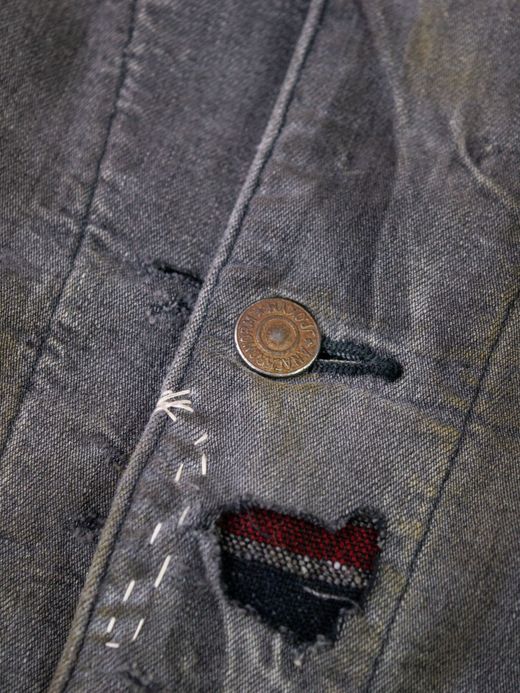 ANACHRONORM REMAKED BLANKET DENIM COVERALL SHIRTS / Black