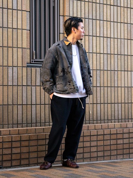 ANACHRONORM REMAKED BLANKET DENIM COVERALL SHIRTS / Black