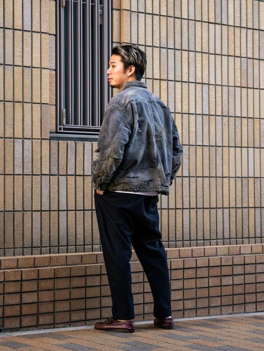 ANACHRONORM REMAKED BLANKET DENIM COVERALL SHIRTS / Black
