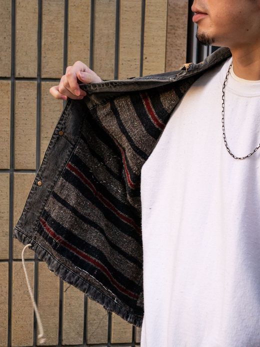 ANACHRONORM REMAKED BLANKET DENIM COVERALL SHIRTS / Black