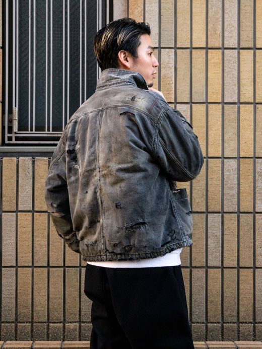 ANACHRONORM REMAKED BLANKET DENIM COVERALL SHIRTS / Black