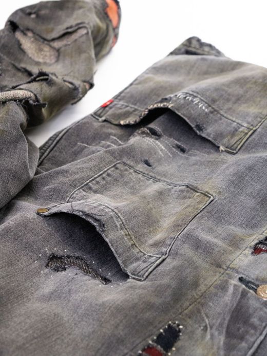 ANACHRONORM REMAKED BLANKET DENIM COVERALL SHIRTS / Black