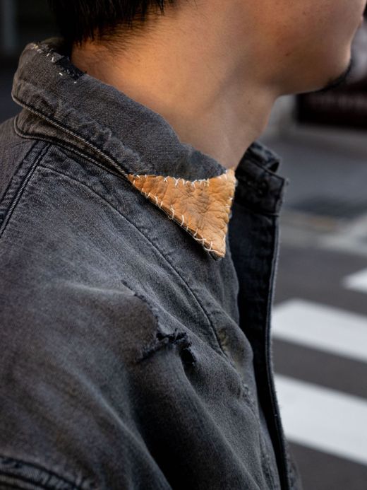 ANACHRONORM REMAKED BLANKET DENIM COVERALL SHIRTS / Black