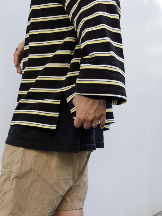 AMBERGLEAM PANEL BORDER LONG SLEEVE / Black