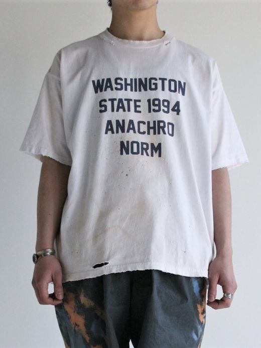 ANACHRONORM WASHINGTON DAMAGED PRINT T-S / Navy print