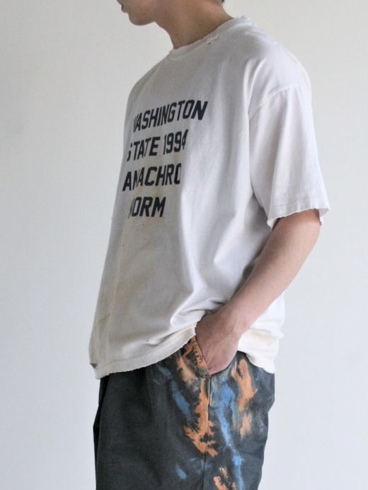 ANACHRONORM WASHINGTON DAMAGED PRINT T-S / Navy print