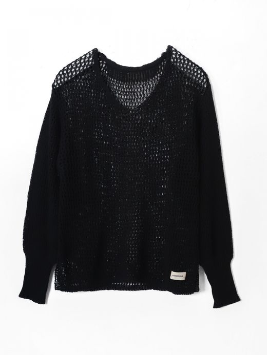 AMBERGLEAM MESH KNIT COTTON V NECK / 4colors