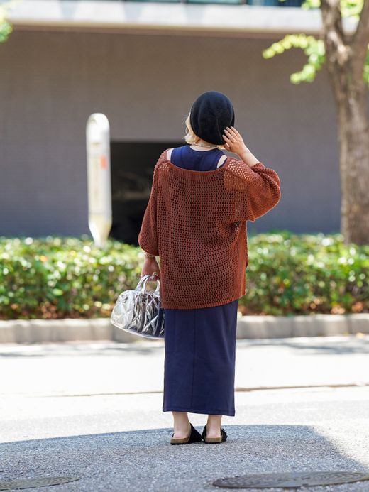 AMBERGLEAM MESH KNIT COTTON V NECK / 4colors