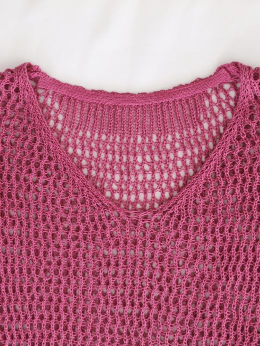 AMBERGLEAM MESH KNIT COTTON V NECK / 4colors