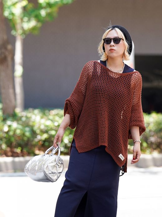 AMBERGLEAM MESH KNIT COTTON V NECK / 4colors